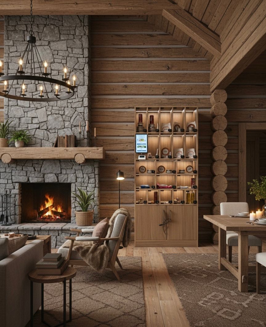 Jalunia premium cabinet installed in a mountain chalet with local products